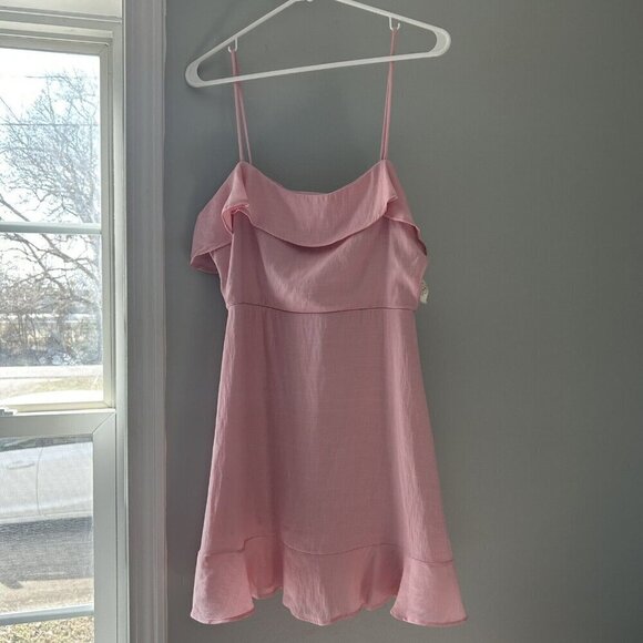Altar'd State Dresses & Skirts - NWT Altar'd State Pink Ruffle Hemline Spaghetti Strap Dress Size large